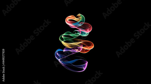 A colorful, rainbow-colored, long, thin, spiral of light