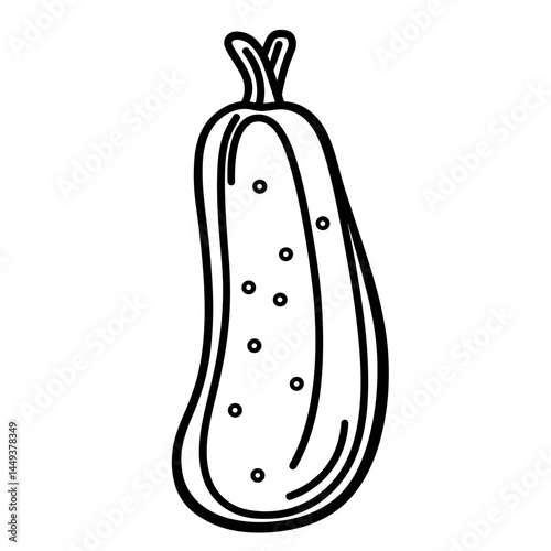 Cucumber illustration in minimalist style on white background  