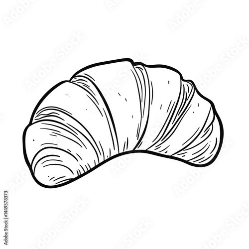 Croissant sketch illustration in black and white design  