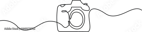 Camera single line drawing. One line vector ,logo icon,  Vector art illustration 