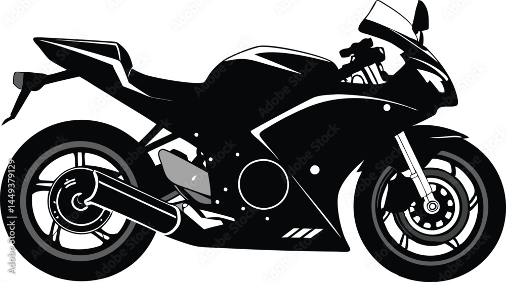 Obraz premium Black sport motorbike with chrome wheels isolated on white