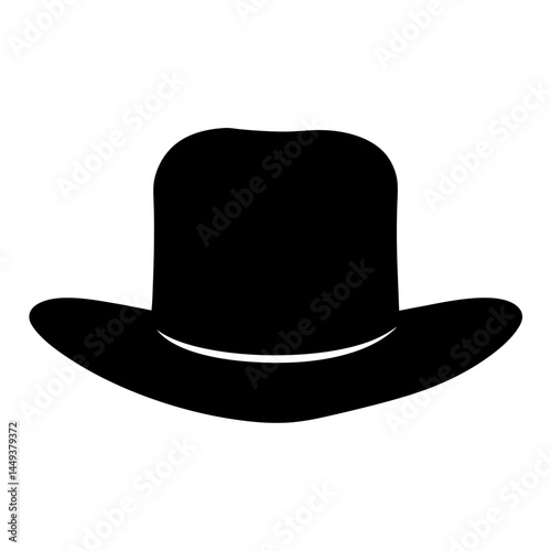 Black Silhouette of a Classic Fedora Hat with Distinctive Brim and Crown