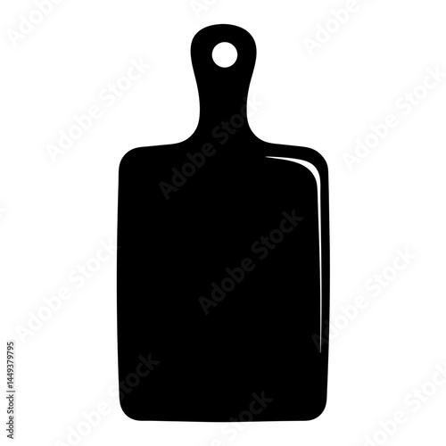 Simple black and white illustration of a wooden cutting board design
