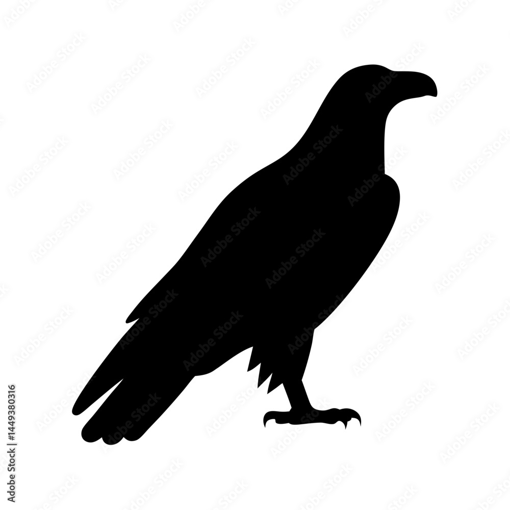 Obraz premium Silhouette of a majestic eagle standing tall against a crisp white backdrop