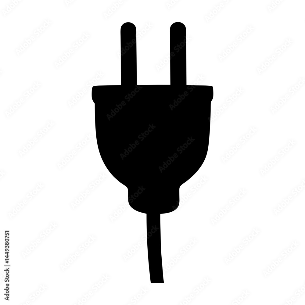 European style twoprong power plug icon in silhouette for electrical connection European style twoprong power plug icon in silhouette for electrical connection