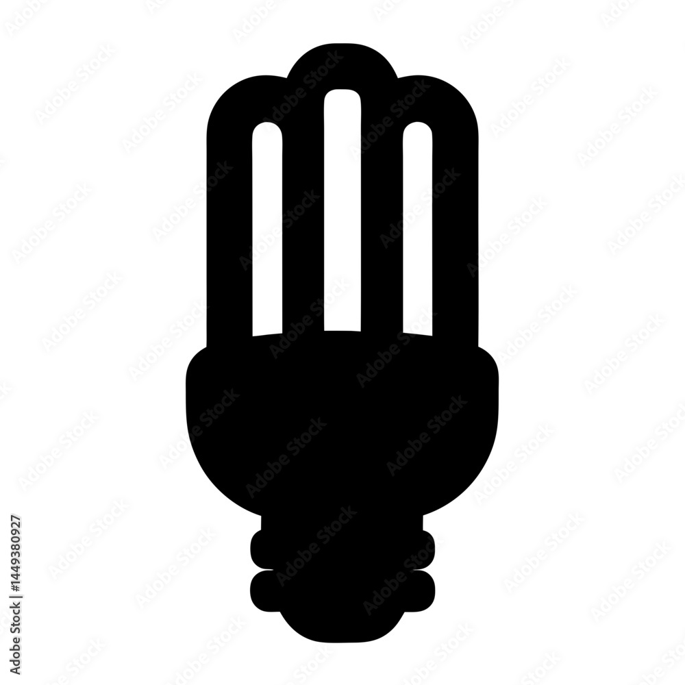 Stylized black silhouette of a compact fluorescent light bulb illustration Stylized black silhouette of a compact fluorescent light bulb illustration