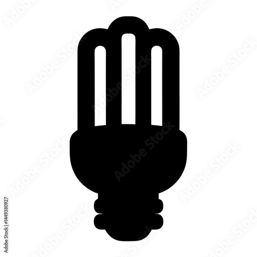 Stylized black silhouette of a compact fluorescent light bulb illustration