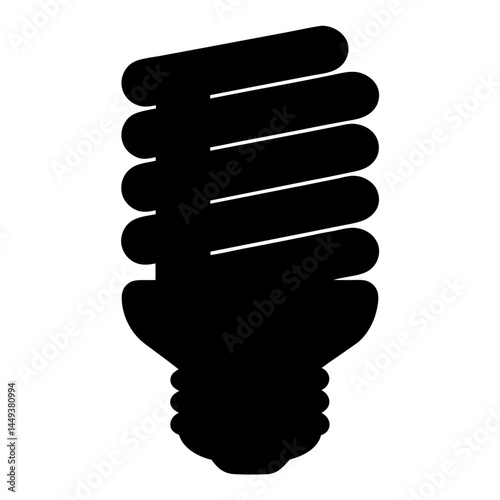 A minimalistic silhouette of an energyefficient compact fluorescent light bulb on white
