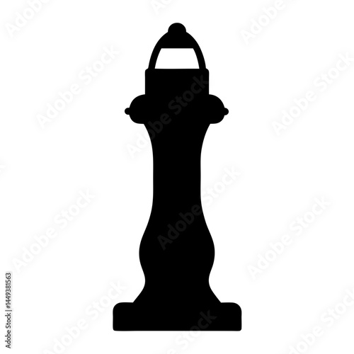 Silhouette of a bishop chess piece set against a plain white background