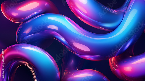 A colorful, abstract image of a long, curvy line with a blue and pink hue