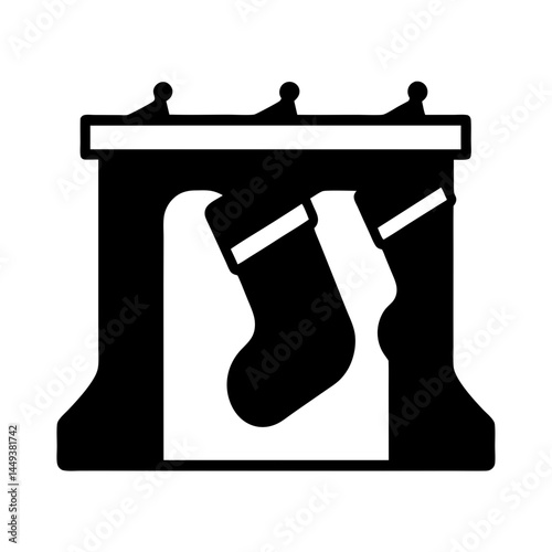 Holiday Cheer Awaits Christmas Stockings Hanging by the Fireplace Vector Graphic