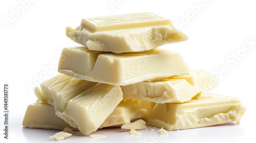 Stack of broken white chocolate pieces
