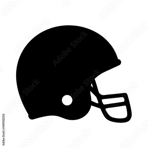 Graphic silhouette of an American football helmet offering full head protection
