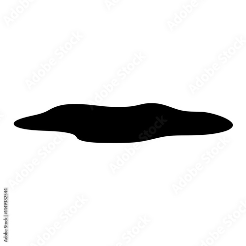 Isolated black puddle silhouette on a white background, single liquid blob