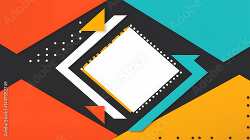 A colorful poster with a white square in the middle