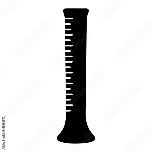 Black and white silhouette of a graduated cylinder for scientific measurement