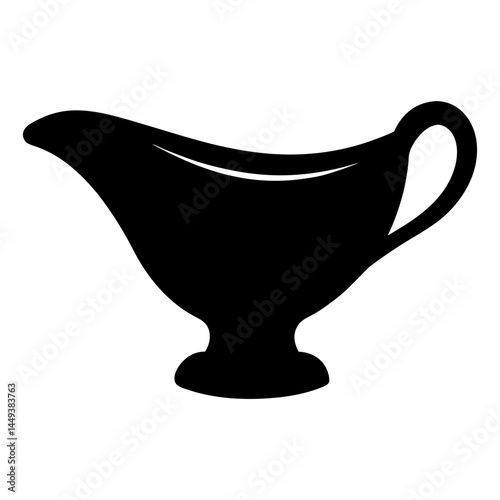 Monochromatic Gravy Boat Silhouette for Culinary Design and Restaurant Menus