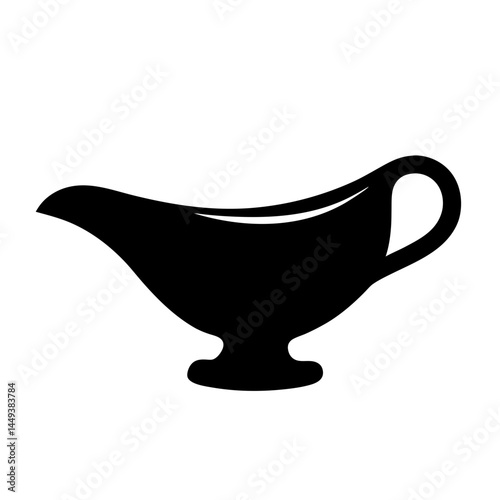 Silhouette of an elegant gravy boat for serving sauce or condiments