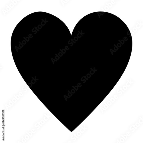 A single solid black heart against a white background for graphic designs
