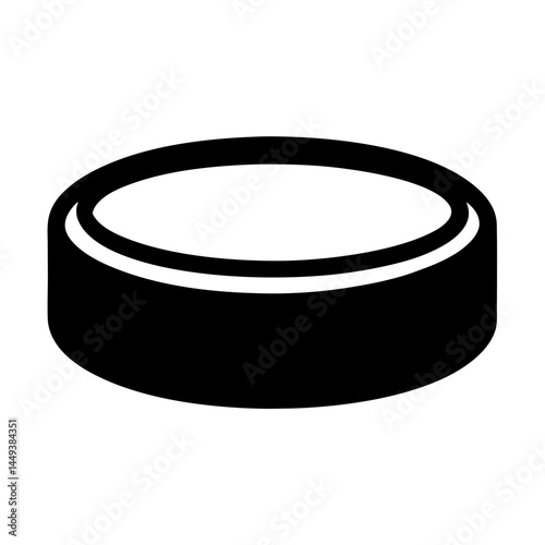 Black and white vector illustration of an ice hockey puck
