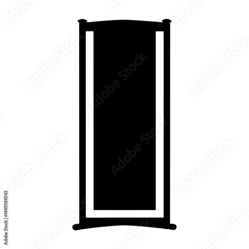 Formal full length mirror silhouette with decorative frame and arched top design