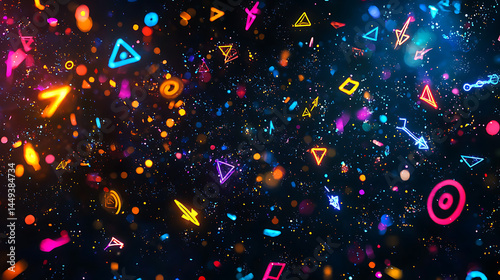 A colorful explosion of shapes and lines in the sky