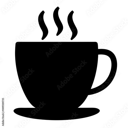 Silhouette of a steaming cup of coffee or tea for your enjoyment