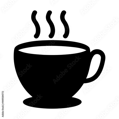 Silhouette of a steaming cup of coffee or tea for your enjoyment