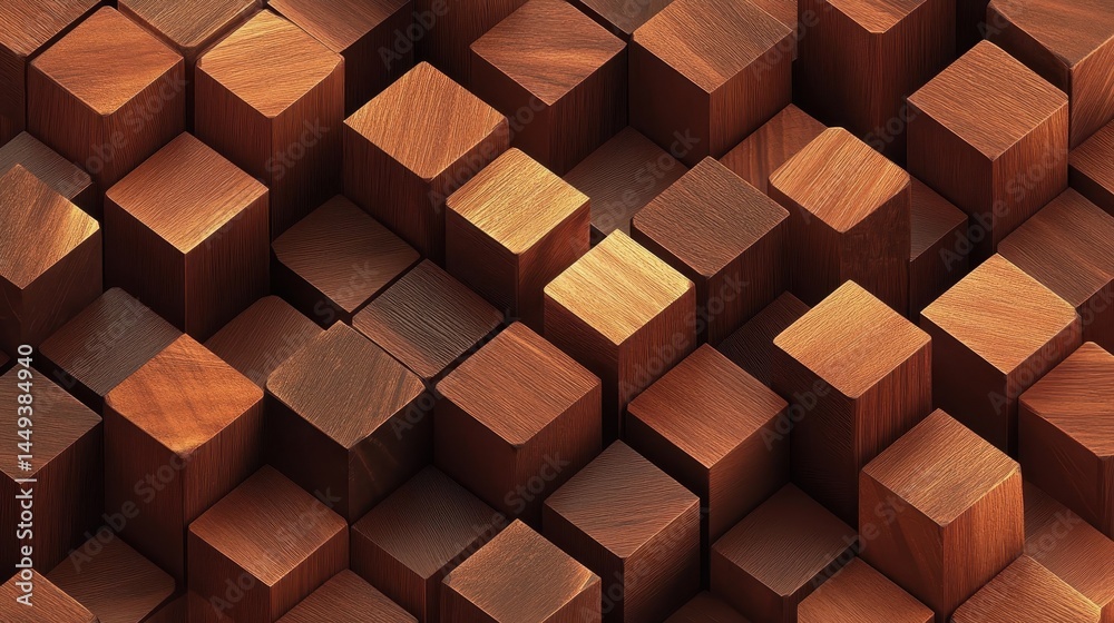 Abstract design of numerous wooden cubes. Abstract design of numerous wooden cubes.