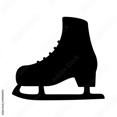Single Black Ice Skate Silhouette Ready for Winter Ice Skating Fun
