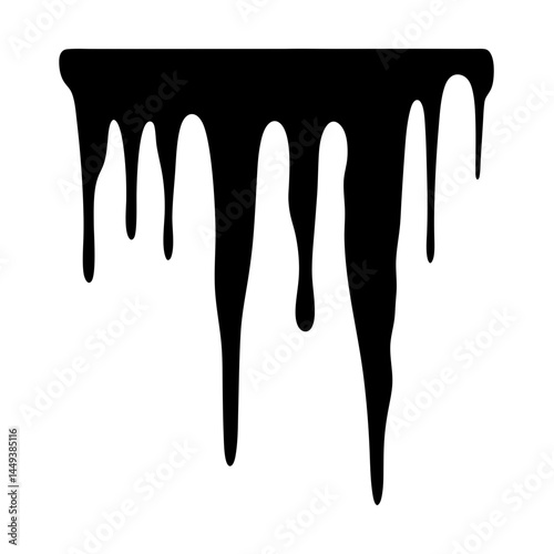 A viscous black liquid dripping from a horizontal surface illustration