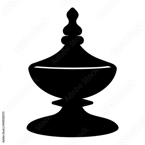 Elegant urn silhouette with a distinct layered base and ornate top