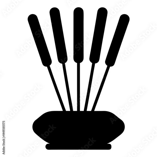 Black Silhouette of Incense Sticks in Vase with Relaxing Aromatherapy