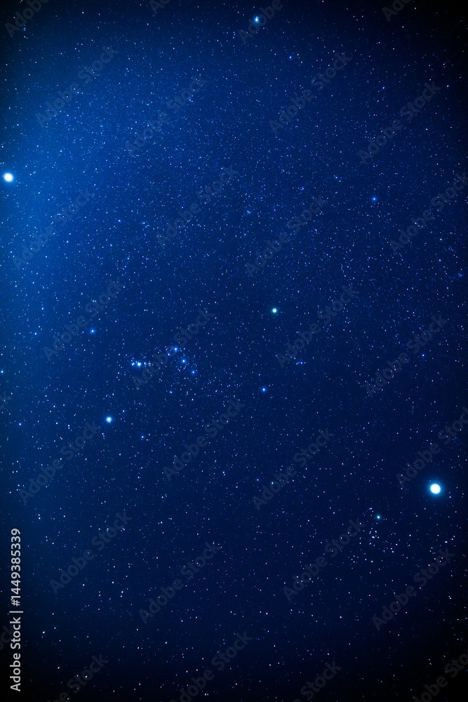 Real Milky way stars and constellations photographed with a wide angle lens from a dark countryside location.