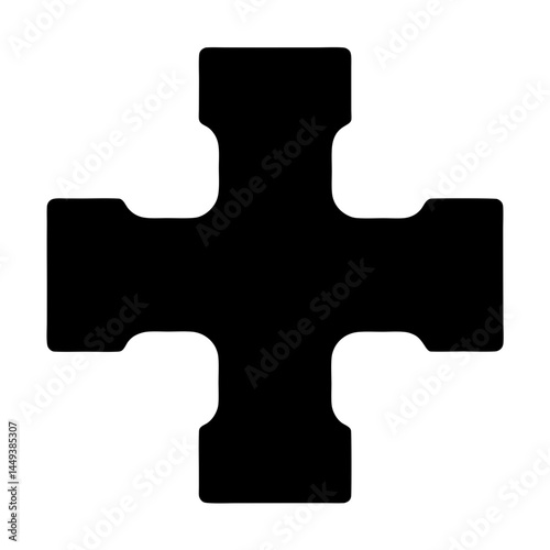 Bold black Maltese cross emblem on a white background illustration