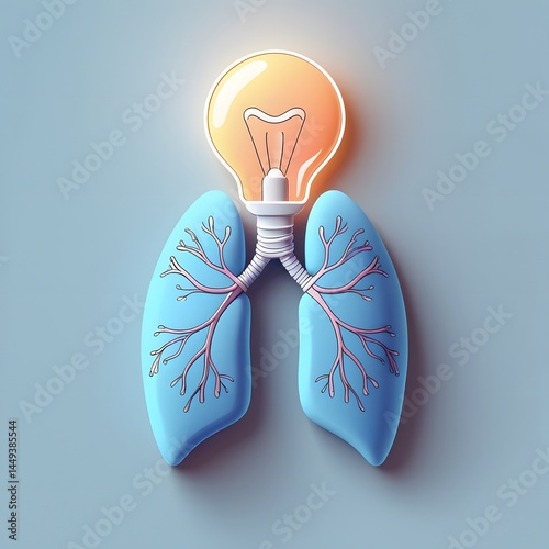Creative Lungs with Lightbulb Concept – Breathing Inspiration and Asthma Awareness Design