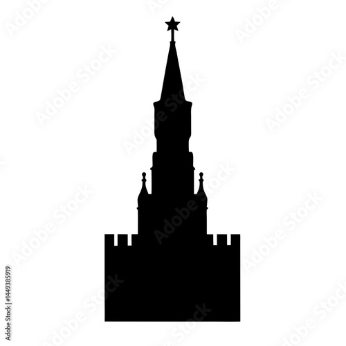 Silhouette of the Spasskaya Tower of the Moscow Kremlin with star