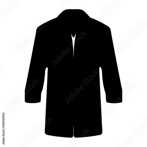Elegant black coat silhouette evokes a sense of mystery and sophistication