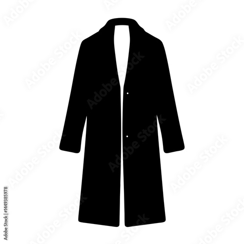 Silhouette of a stylish and elegant black overcoat, perfect for cold weather