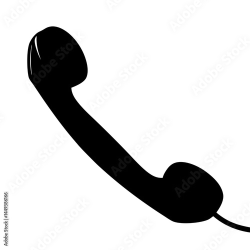 Vintage black telephone receiver in a white isolated background drawing