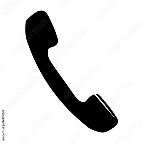 Black silhouette of a vintage telephone handset isolated on white background