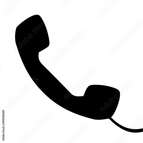 Black silhouette of a classic telephone receiver or handset isolated
