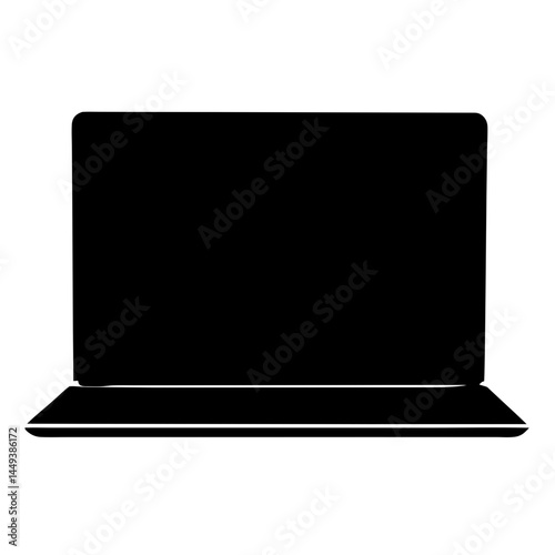 Black silhouette of a modern laptop with a sleek and stylish design