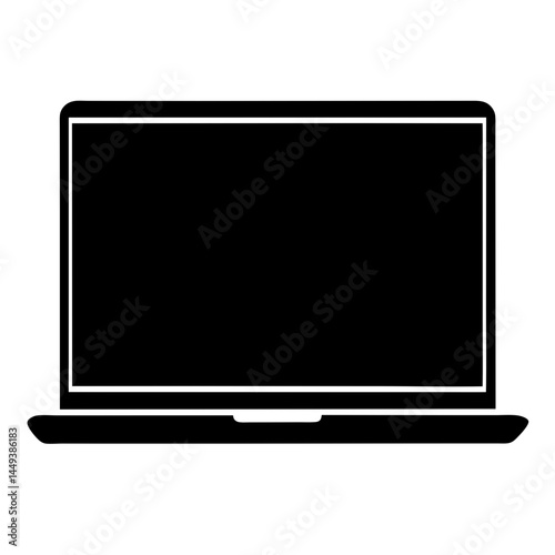 Black silhouette of a modern laptop with a sleek and stylish design