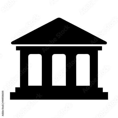Stylized illustration of a classic Greek or Roman style building in silhouette