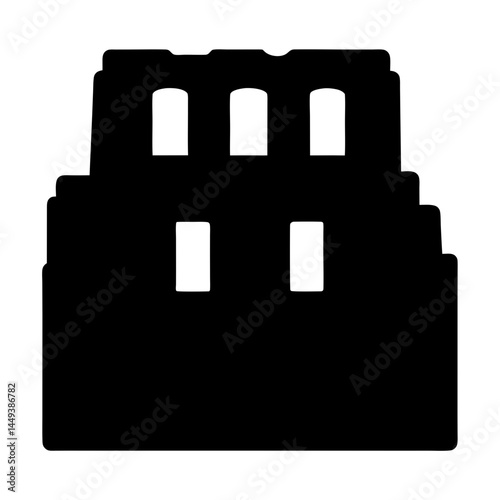 Silhouette of ancient ruins featuring arches and layered stone construction
