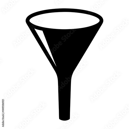 A simple black and white illustration of a classic kitchen funnel shape