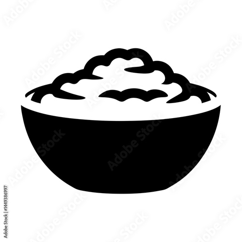 Stylized bowl of white creamy food, a culinary symbol of freshness