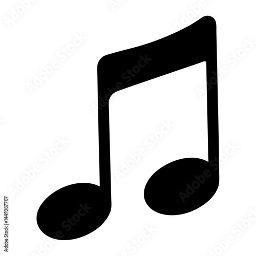 A black silhouette of a sixteenth note isolated on a white background