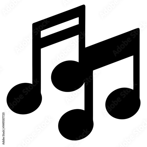 Two pairs of musical eighth notes floating in a simple black design